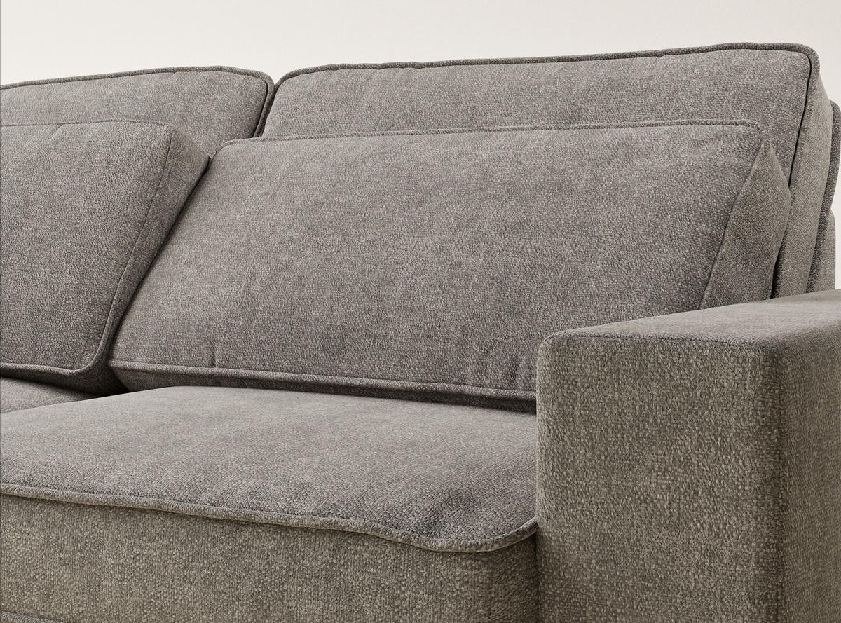 ECKSOFA Kirou Braun Chenille-Stoff - Links Seite - Schwarz/Braun, Holz/Holzwerkstoff (225/311cm) - Maison de Reve