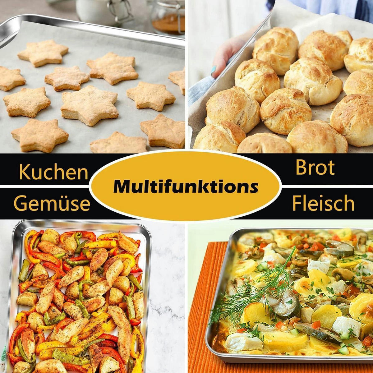 BACKBLECH 2er Set Edelstahl 40,5 x 30,5 cm - Silberfarben, Metall (30.5/2.5/40.5cm)