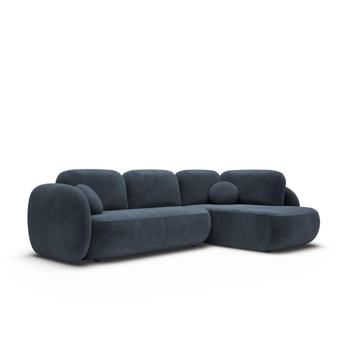 ECKSOFA AMICO II R-S Dunkelblau Geflochtener Stoff mit Schlaffunktion - Dunkelblau, Holz (289/190cm) - MASSENO