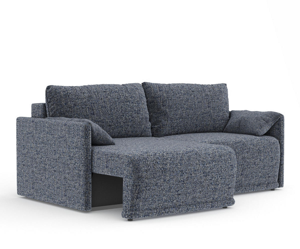 SCHLAFSOFA MIT ECKSOFA-FUNKTION Nappa Marineblau Webstoff - Schwarz/Dunkelblau, Holz/Holzwerkstoff (215/100/112cm) - Maison de Reve