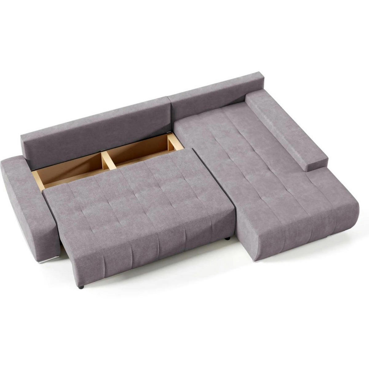 ECKSCHLAFSOFA Draco L Rosa - Silberfarben/Rosa, Textil/Metall (267/186cm) - Beautysofa