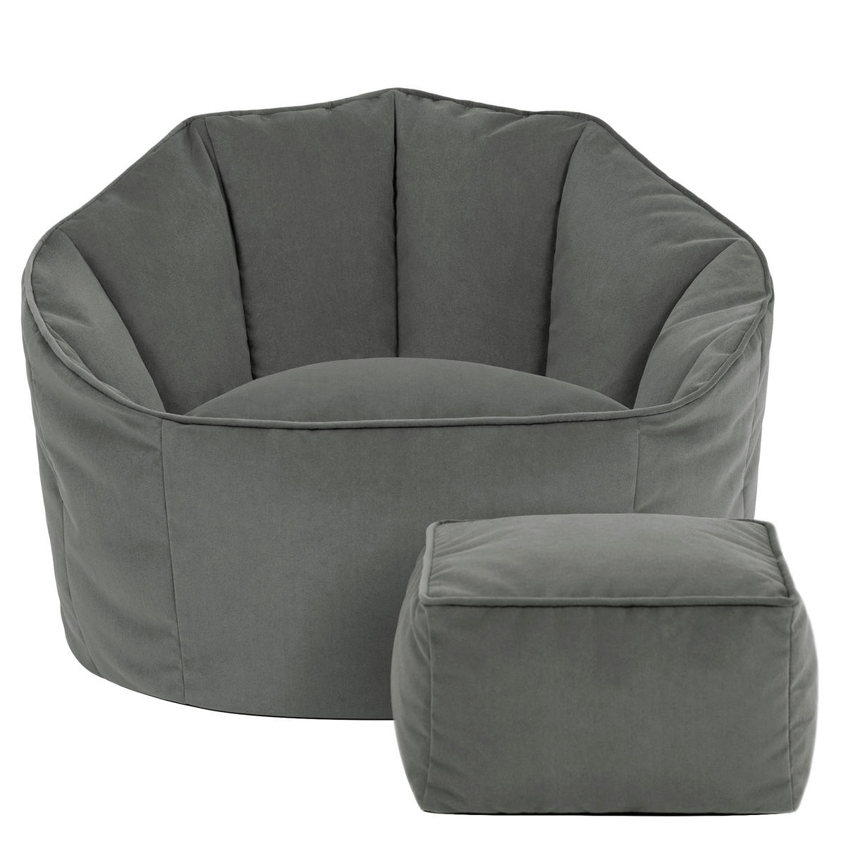 SITZSACK-SESSEL Sirena mit Hocker - Grau, Textil (77/64/74cm) - icon