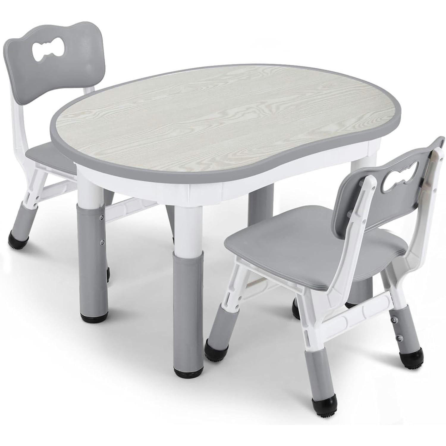 KINDERTISCH- und Stuhlset 3-teilig höhenverstellbar Grau - Multicolor, Kunststoff (60/60/80cm)