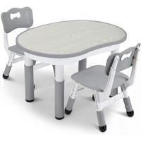 KINDERTISCH- und Stuhlset 3-teilig höhenverstellbar Grau - Multicolor, Kunststoff (60/60/80cm)