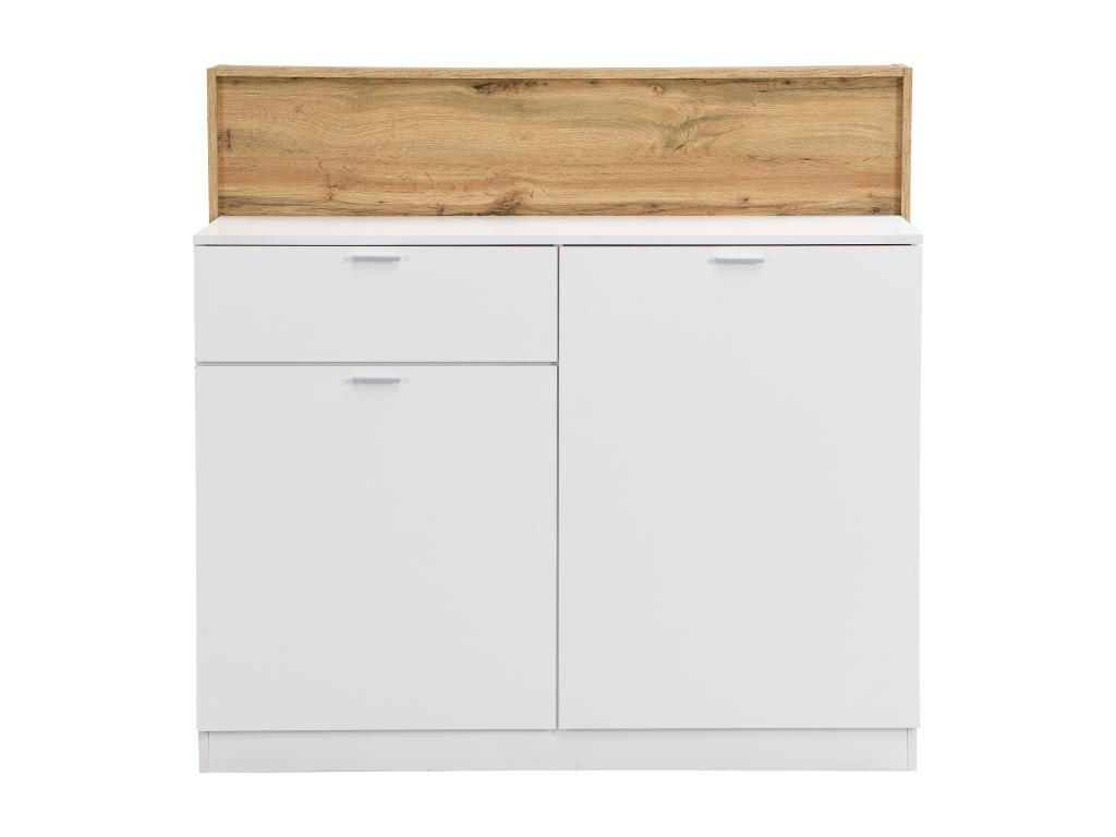 BARMÖBEL mit 2 Türen & 1 Schublade - MDF - Weiß & Holzfarben - LAMONIA - Naturfarben, Holz (50/115/120cm) - Vente-Unique