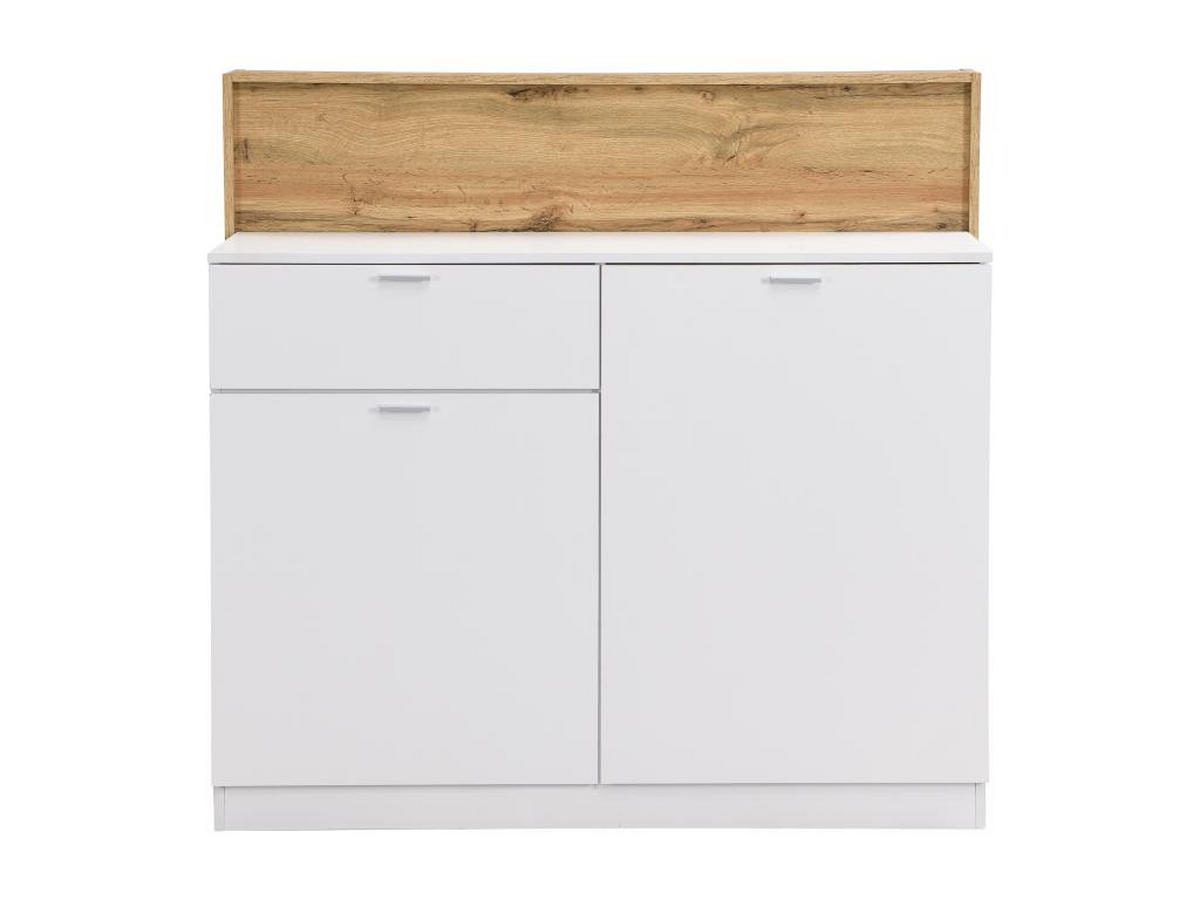 BARMÖBEL mit 2 Türen & 1 Schublade - MDF - Weiß & Holzfarben - LAMONIA - Naturfarben, Holz (50/115/120cm) - Vente-Unique