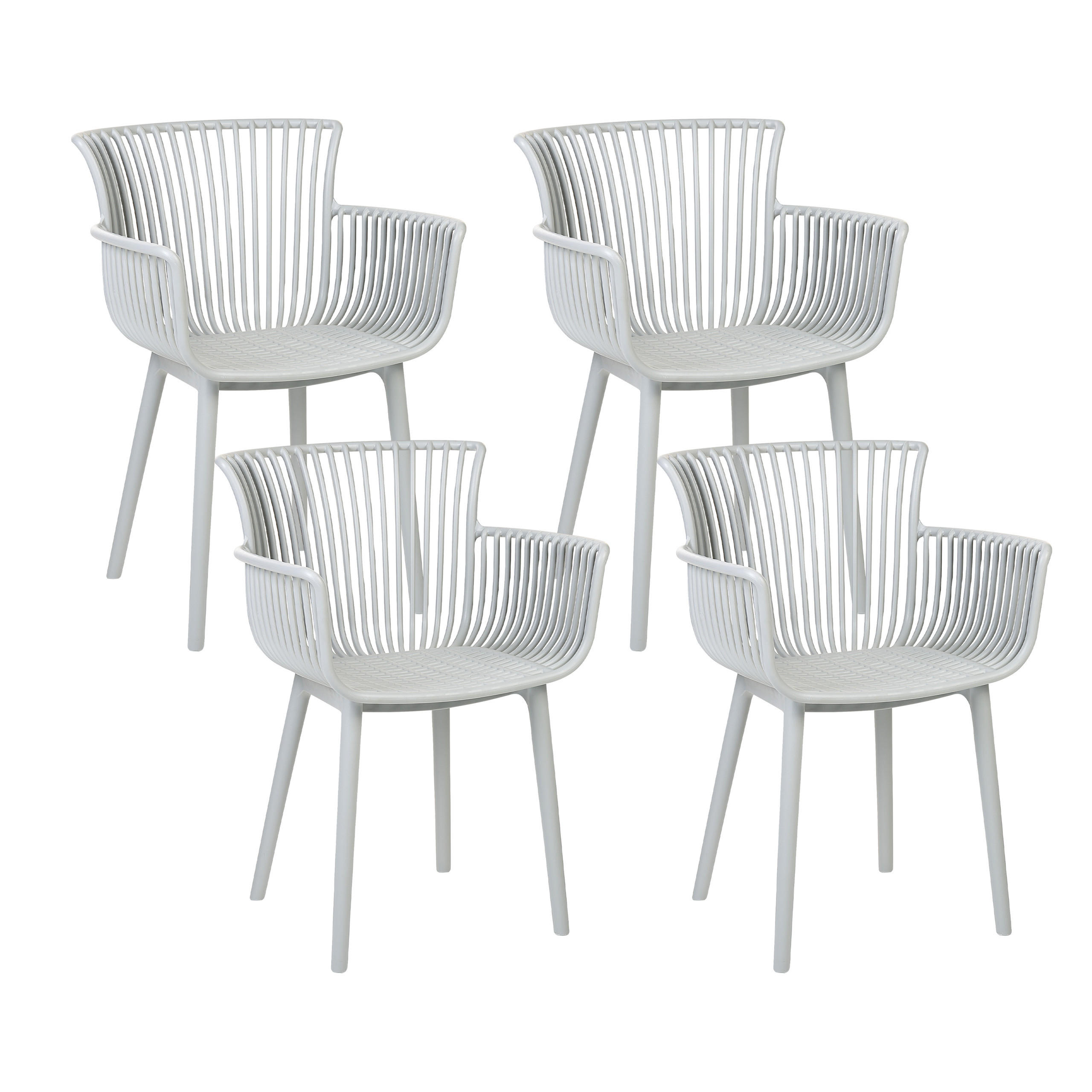 GARTENSTUHL 4er-Set Kunststoff hellgrau Pesaro - Grau, Kunststoff (58/84/45cm) - Beliani