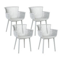 GARTENSTUHL 4er-Set Kunststoff hellgrau Pesaro - Grau, Kunststoff (58/84/45cm) - Beliani