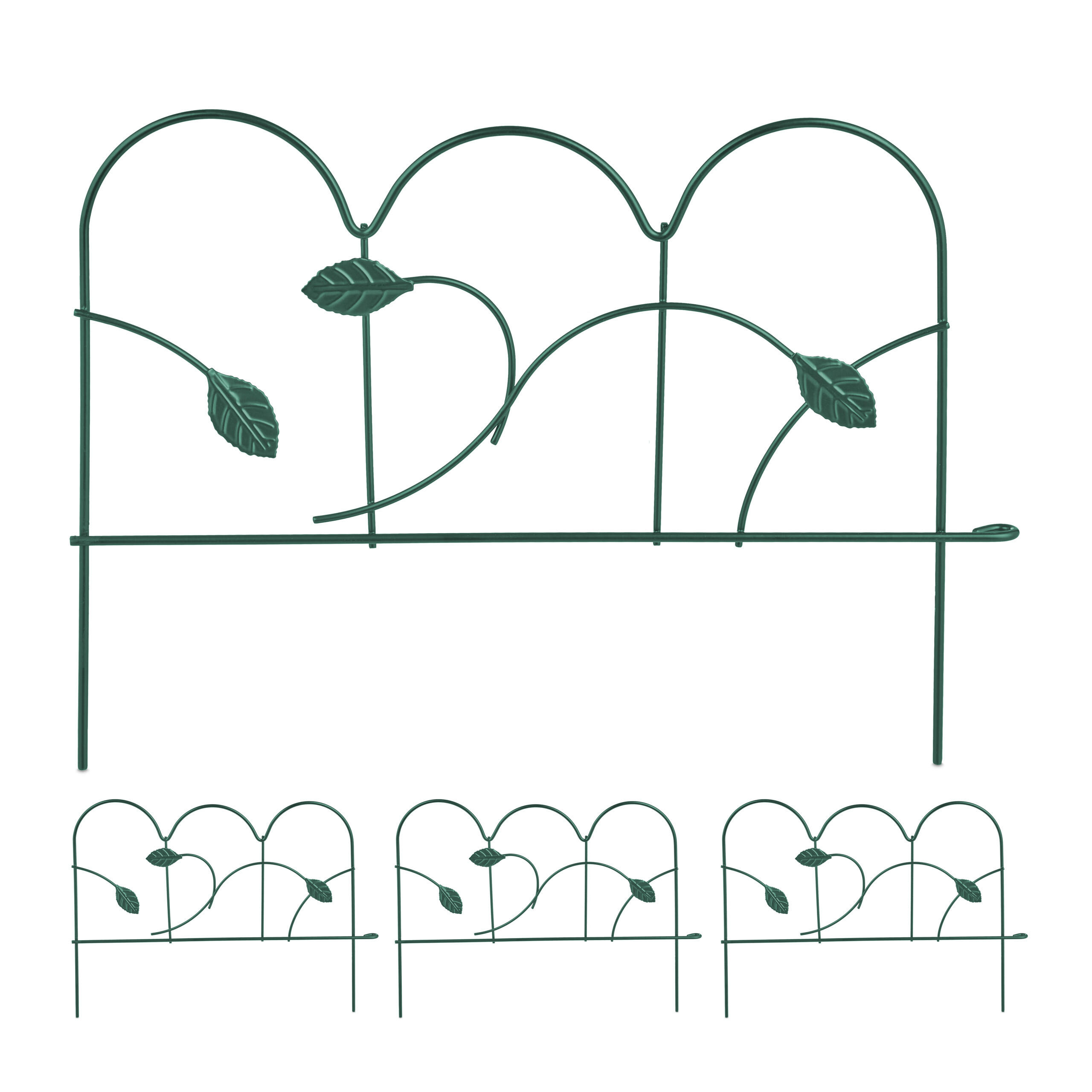 4XBEETEINFASSUNG - Dunkelgrün, Metall (38.5/28/1.5cm) - Relaxdays