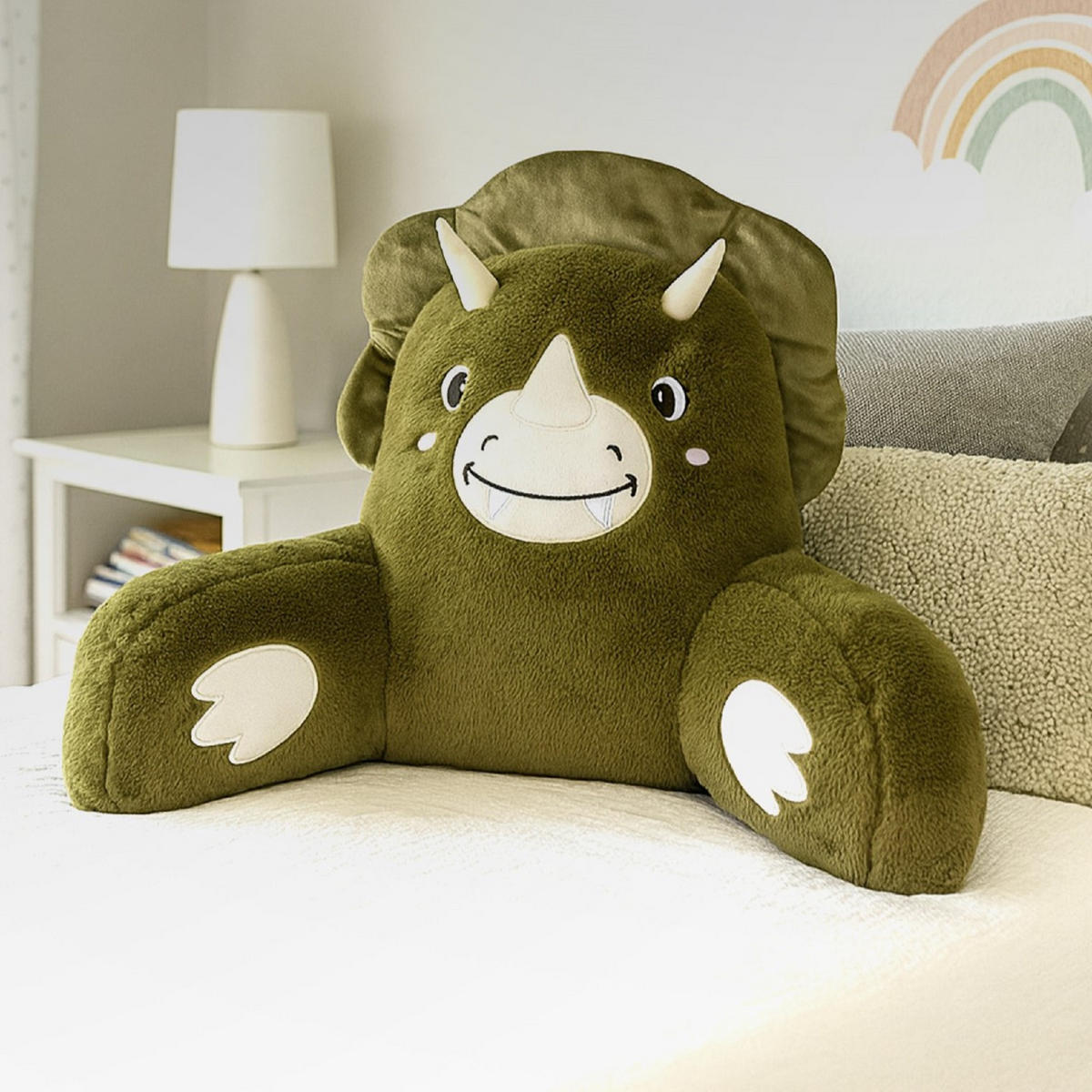 BETTSITZKISSEN mit Armlehnen 66×37×48 cm Dino - Dunkelgrün, Textil (37/66/48cm) - Bestlivings