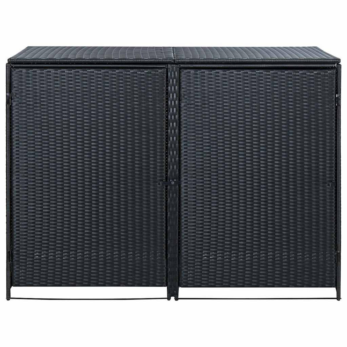 2ER Mülltonnenbox TRIE aus Rattan | 111x148x80cm Schwarz | Für 2 Tonnen - Schwarz, Kunststoff (148/111/80cm) - DELUKE