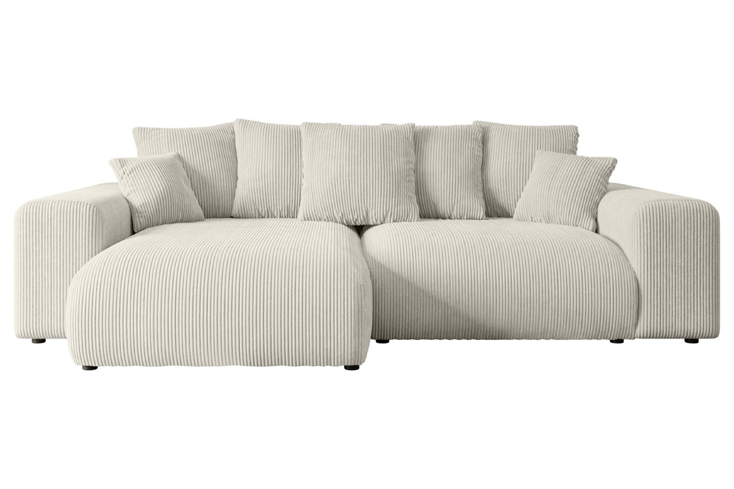 ECKSOFA mit Schlaffunktion und Bettkasten ESKAR-L 256x165x84cm Grau Cord - Hellgrau/Schwarz, Holzwerkstoff/Kunststoff (256/165cm) - ALTDECOR