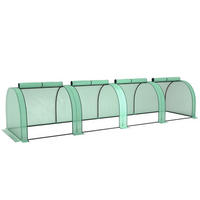 GEWÄCHSHAUS Tunnel 395x100x80 cm 4 Fenster grün - Grün, Metall (395/80/100cm) - Fortuna Lai
