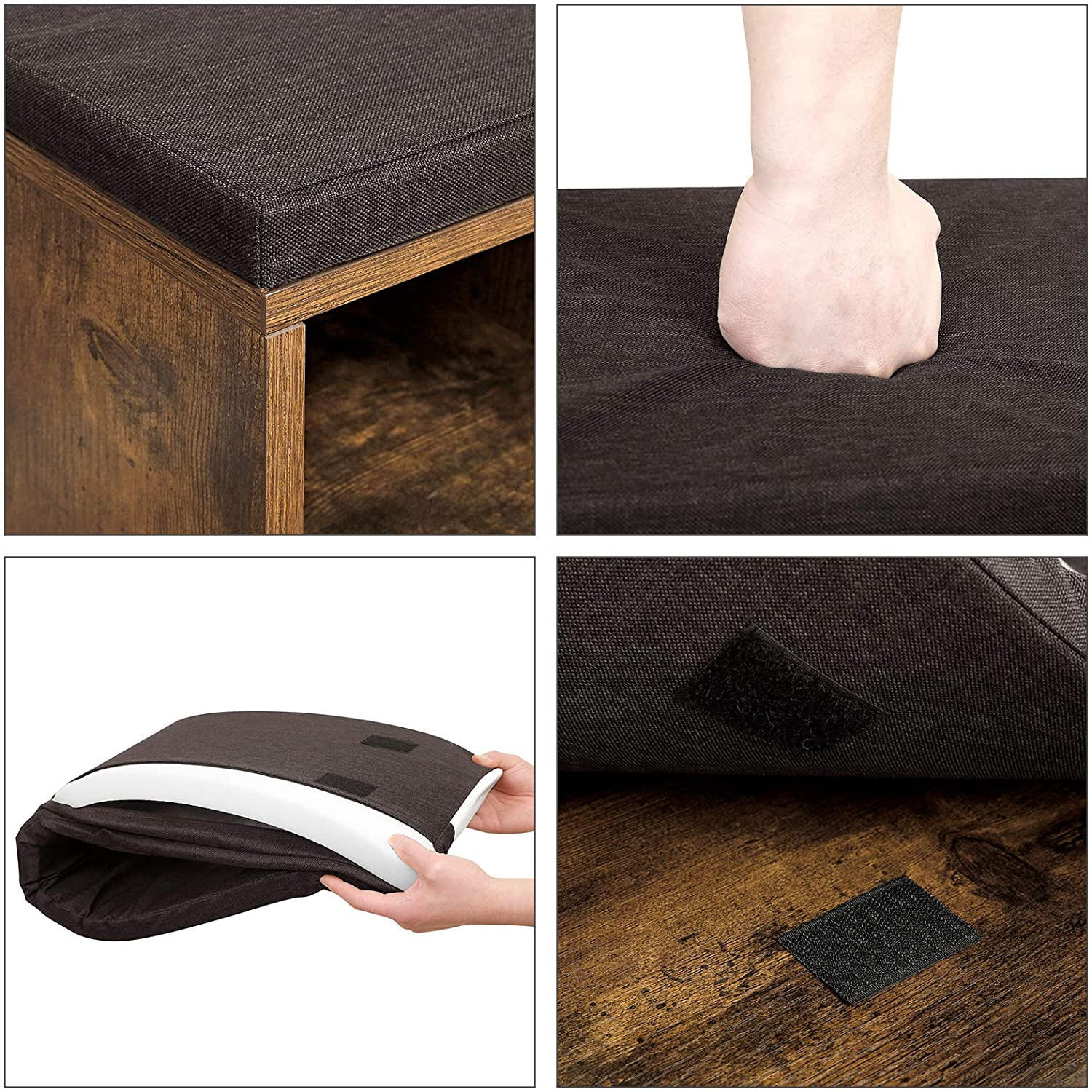 SCHUHSCHRANK mit sitz, braun, 44 paare - Braun, Holzwerkstoff (104/48/30cm) - A2A Home