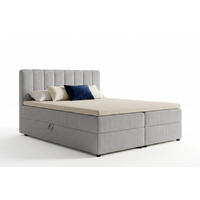 BOXBETT WILL 140/200 in Cord Hellgrau H4 - Hellgrau, Holz/Holzwerkstoff (140/200cm) - Deine Möbel 24