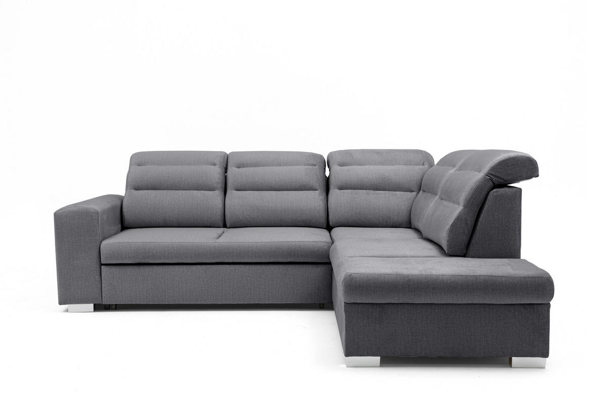 ECKSOFA CLOUD L Rechts mit Schlaffunktion 120x190 Velours Dunkelgrau - Chromfarben/Dunkelgrau, Holz/Kunststoff (260/202cm) - Muffo