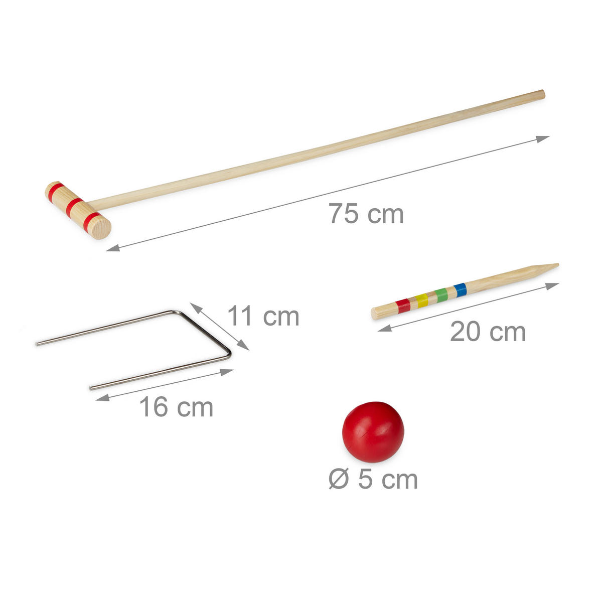 KROCKETSPIEL - Hellbraun, Holz/Textil (78/13cm) - Relaxdays