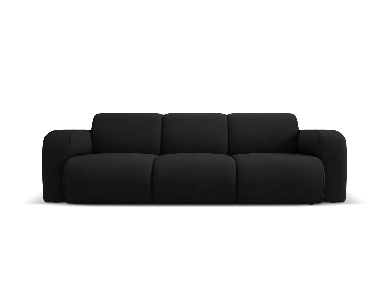 SOFA Molino aus strukturiertem Stoff schwarz 3 Sitzplätze - Schwarz, Textil (95/72/235cm) - Micadoni