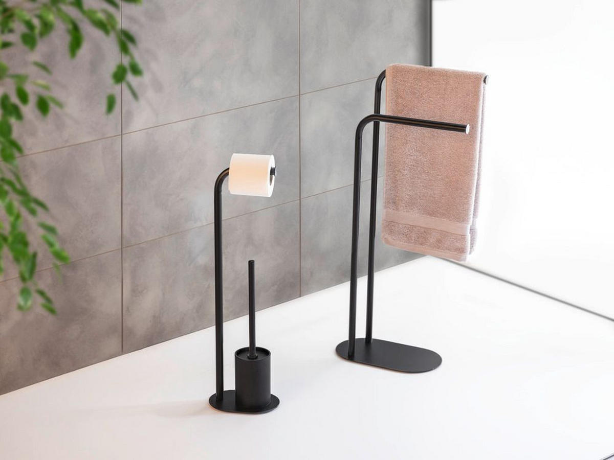 TOILETTENPAPIERHALTER 2in1 Levante 23/17/63 cm - Schwarz, Metall (17/63/23cm) - Wenko