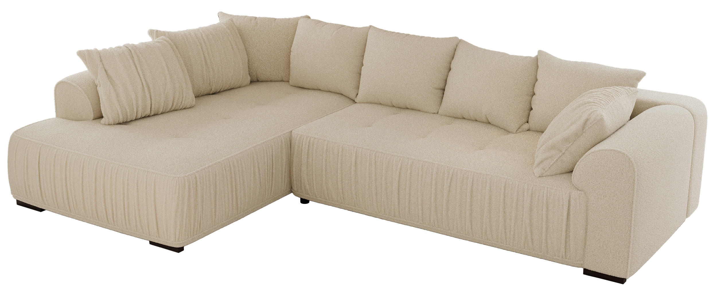 ECKSOFA ORTA Beige Boucle - Links - Beige/Schwarz, Textil (325/200cm) - MKS