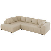 ECKSOFA ORTA Beige Boucle - Links - Beige/Schwarz, Textil (325/200cm) - MKS