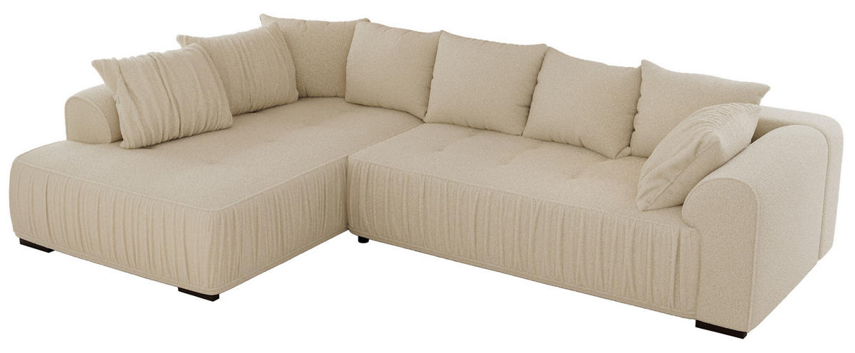 ECKSOFA ORTA Beige Boucle - Links - Beige/Schwarz, Textil (325/200cm) - MKS