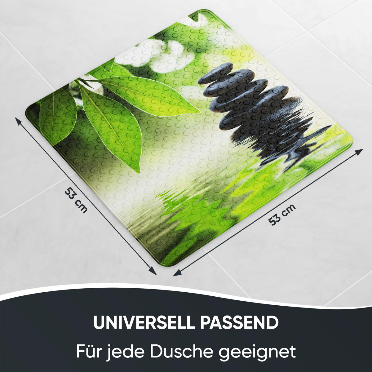 BADEMATTE Harmony - Grün, Kunststoff (53/53cm) - Sanilo