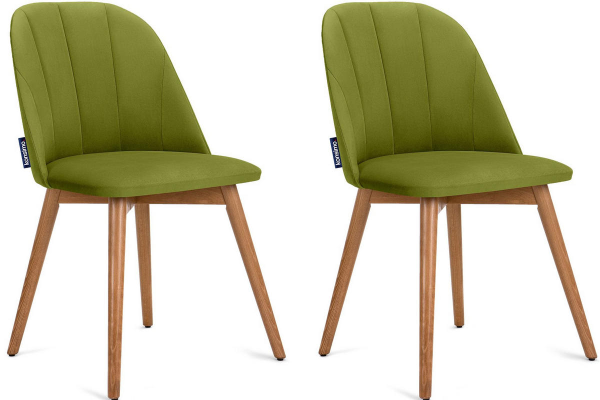 ESSZIMMERSTÜHLE BAKERI (2er-Set), oliv / eiche hell - Eichefarben/Olivgrün, Holz/Buchenholz (48/86/44cm) - KONSIMO®