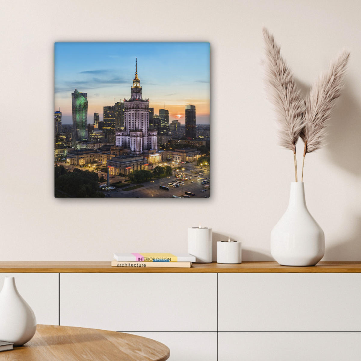 LEINWANDBILD Polen - Sonne - Warschau 50x50 cm - Blau, Textil (50/50cm) - MuchoWow