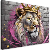WANDBILD löwenkönig rosa - Pink, Textil (60/40cm) - Feeby
