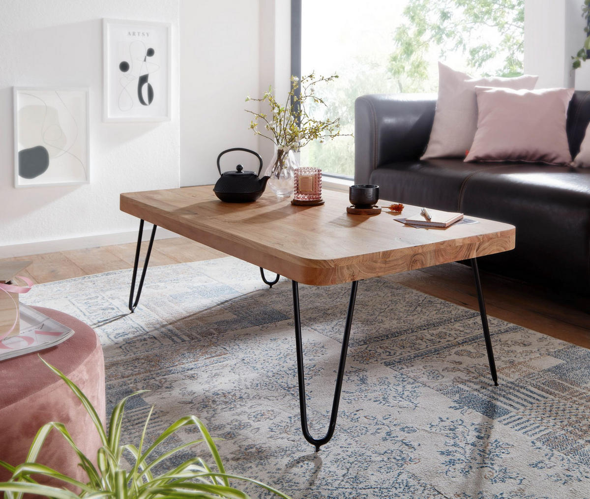 COUCHTISCH ANTEO Akazie Sofatisch - Braun, Holz (60/115/40cm) - tinkaro