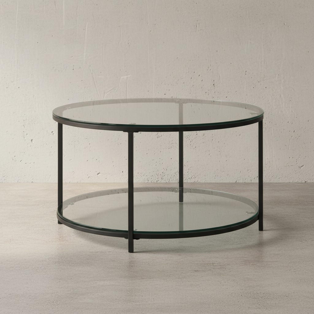 COUCHTISCH Glas-Metall Mix mit zwei Ablagen in Marmoroptik, Transparent 80x80x45 cm - Transparent/Schwarz, Metall (80/80/45cm) - KADIMA DESIGN