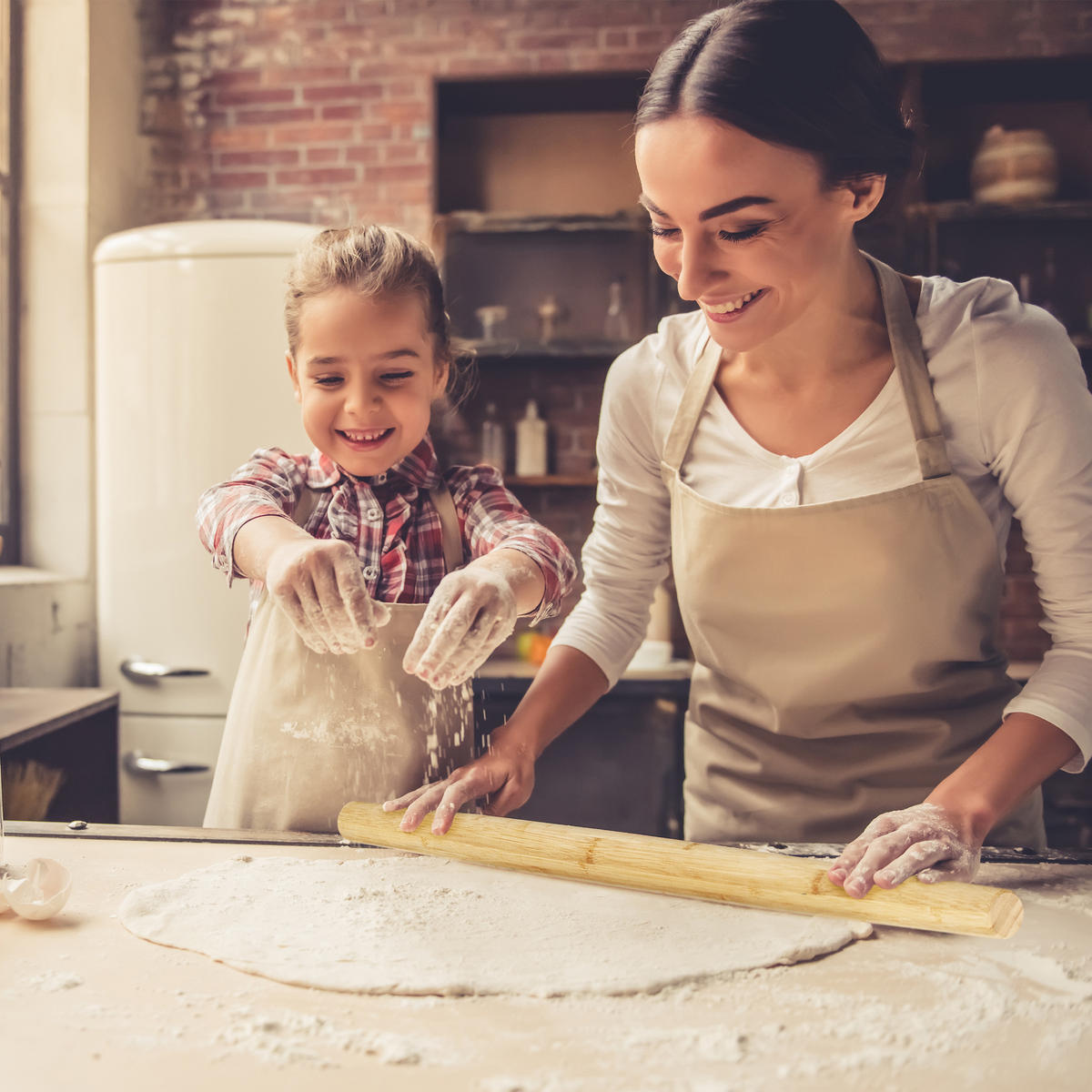 TEIGROLLER - Hellbraun, Holz (3.5cm) - Relaxdays