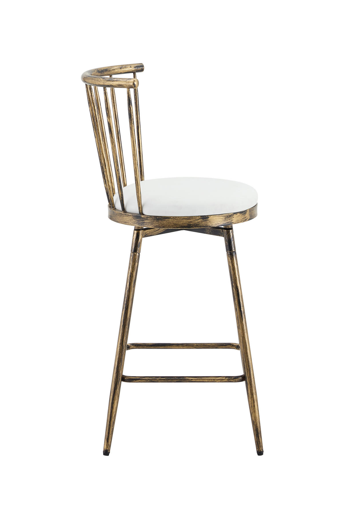 BARHOCKER Braun-Weiß 2er-Set im Windsor-Stil mit Metallgestell und gepolstertem Sitz - Braun, Leder (39/96/39cm) - PANGIVO