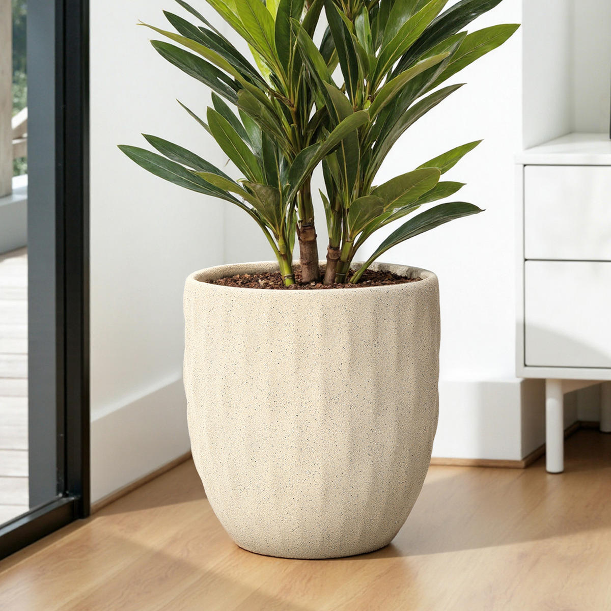 BLUMENTOPF apricotfarben, Ø 32 × H 34 cm - Weiß, Keramik (34cm)