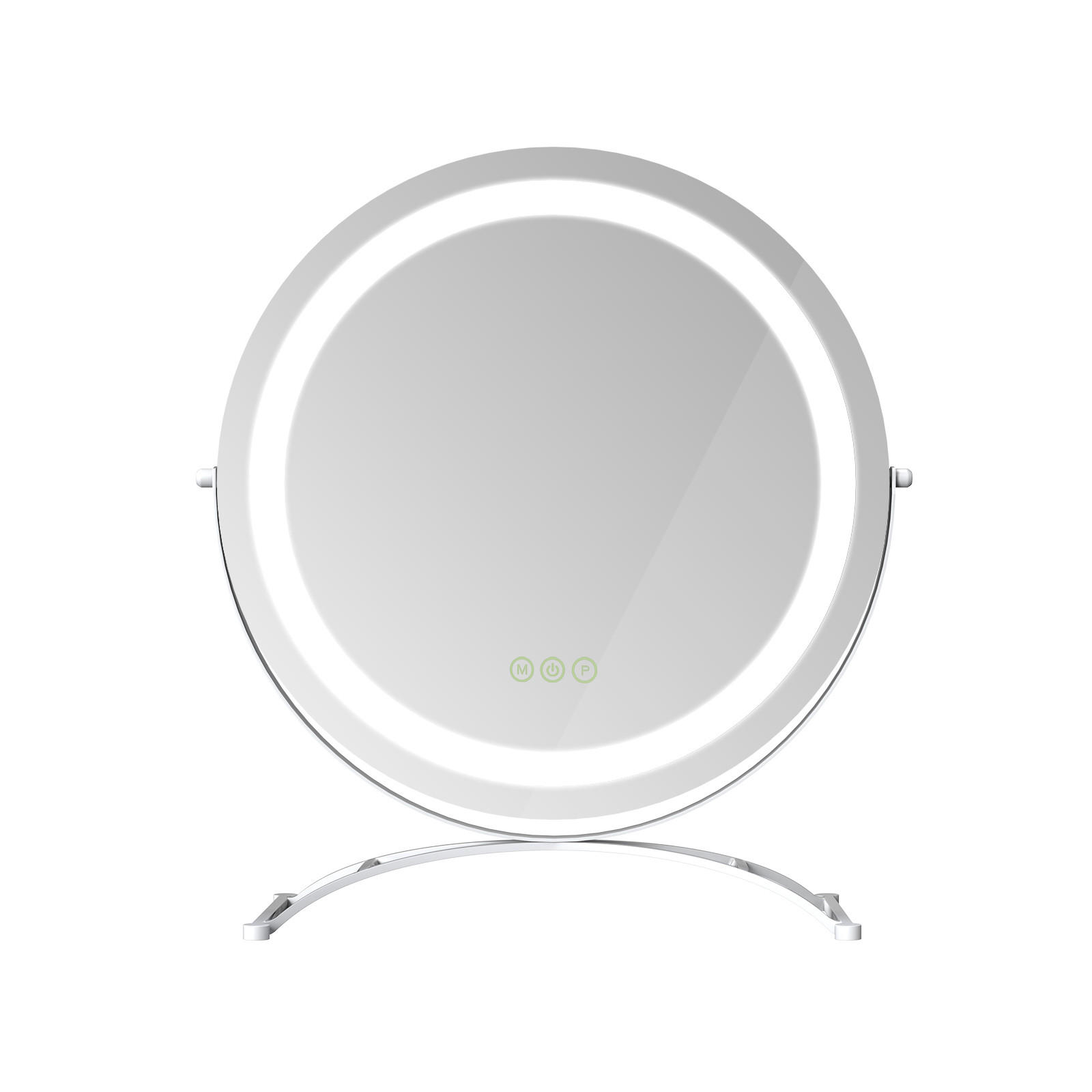 KOSMETIKSPIEGEL mit Beleuchtung, Weiß, Ø50 cm - Weiß, Glas (50/16/50cm) - EMKE