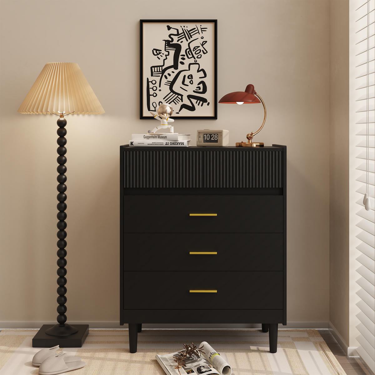 SCHUBLADENKOMMODE mit Füßen in 74/90/40cm-DG2 - Schwarz, Holzwerkstoff/Metall (74/90/40cm) - HOMAVO