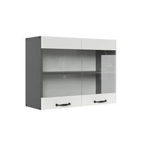 KÜCHENGLASSCHRANK R-Line Weiß Landhaus 80 cm - Anthrazit/Weiß, Holzwerkstoff (80/60/31cm) - Vicco