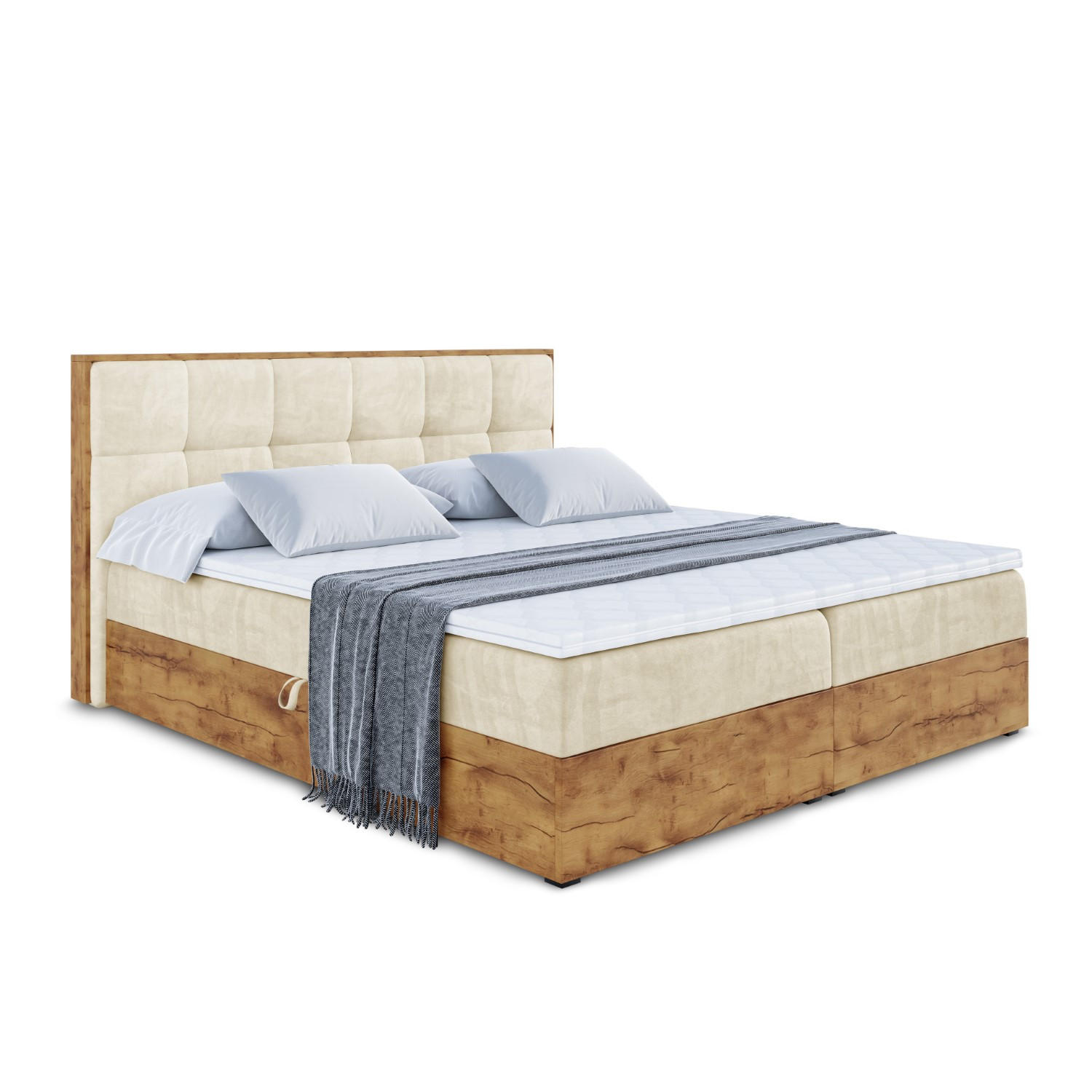 ALTDECOR AMERICKÁ postel s matrací H4 a lamelovým roštem – LOLLI7 – 200 x 200 – béžová