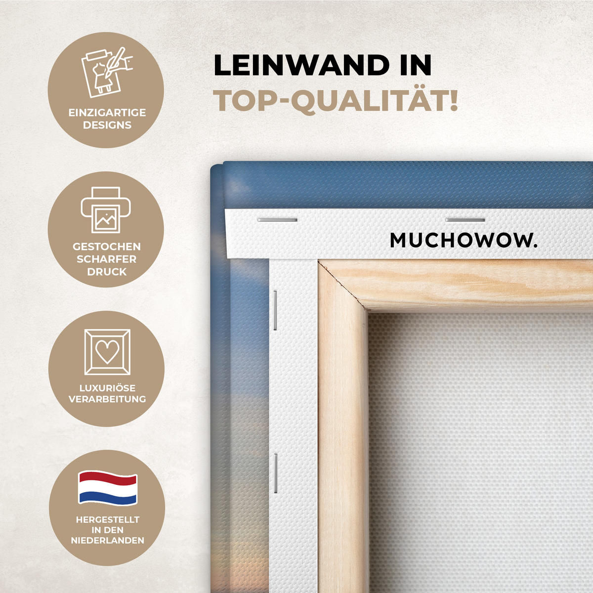 LEINWANDBILD Strand - Meer - Düne - Sonnenuntergang - Landschaft Wandbild Wohnzimmer 60x80 cm - Beige, Textil (60/80cm) - MuchoWow