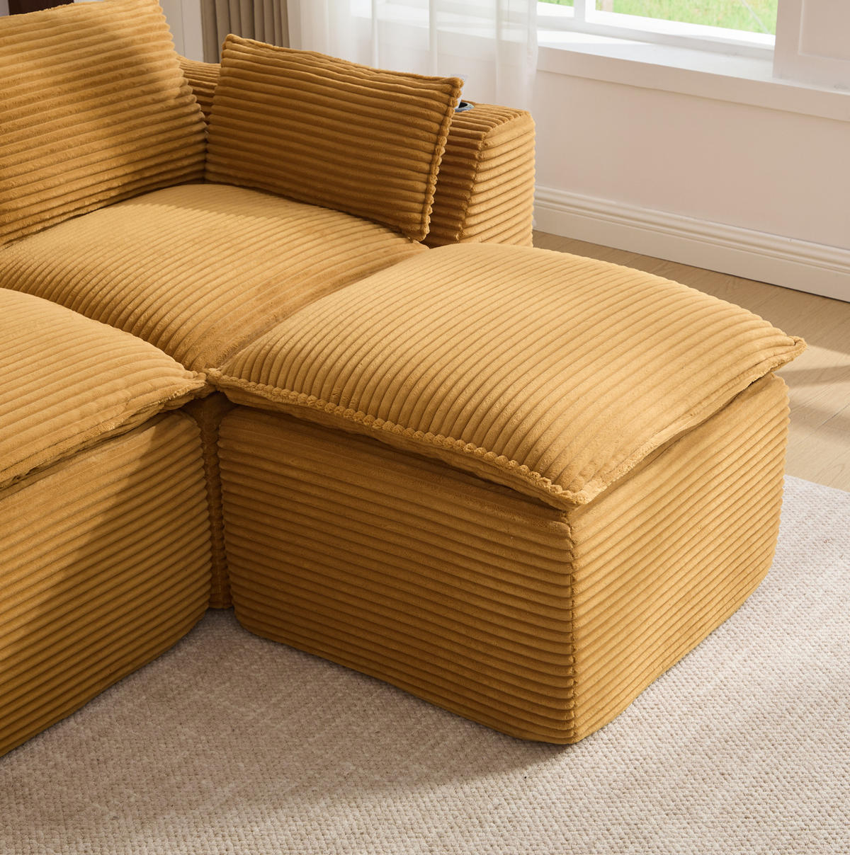 SOFA modular ca. 322 x 161 x 75 cm Cord Orange - Orange, Kunststoff (161/75/256cm) - Meubliv