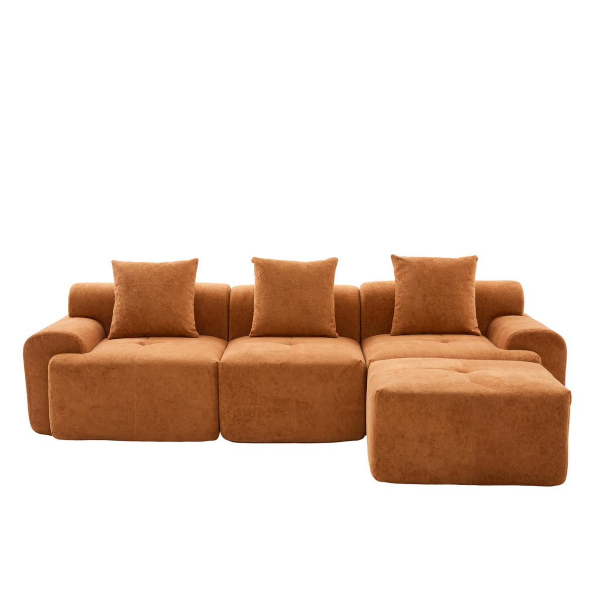 ECKSOFA 268/102/78 cm ohne Montage, modular mit Memory-Schaum und Kordstoffbezug, Orange - Orange, Textil (97/100cm) - Redom