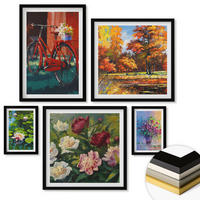 WANDBILDER 5er-Set - 50x50 cm & 20x30 cm & 40x60 cm Schwarzer Rahmen - Seerosen, Fahrradblumen - Schwarz, Kunststoff (40/60cm) - ArtPrintCave