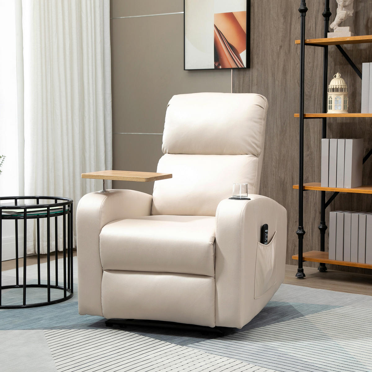 RELAXSESSEL, Mikrofaser - Beige, Metall (93/105/77cm) - HOMCOM
