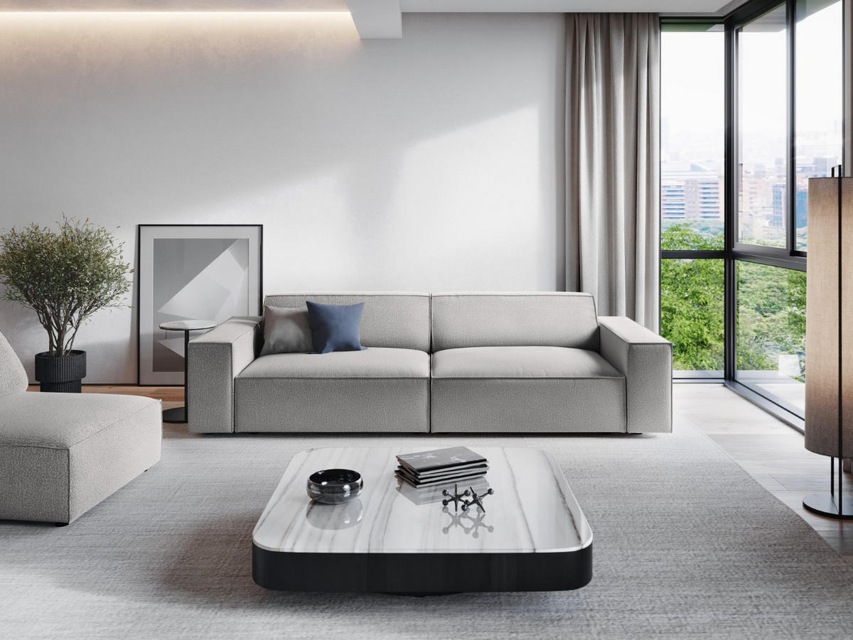 SOFA Jodie aus strukturiertem Stoff hellgrau 4 Sitzplätze - Hellgrau, Textil (102/70/244cm) - Micadoni