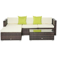 GARTENMÖBEL-SET mit Beistelltisch Kissen Braun - Braun, Kunststoff - Outsunny
