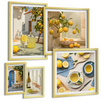 BILDER SET 5er Set - 50x50 cm & 20x30 cm & 40x60 cm Goldrahmen - Patio Sun Limonade - Goldfarben, Kunststoff (40/60cm) - TULUP