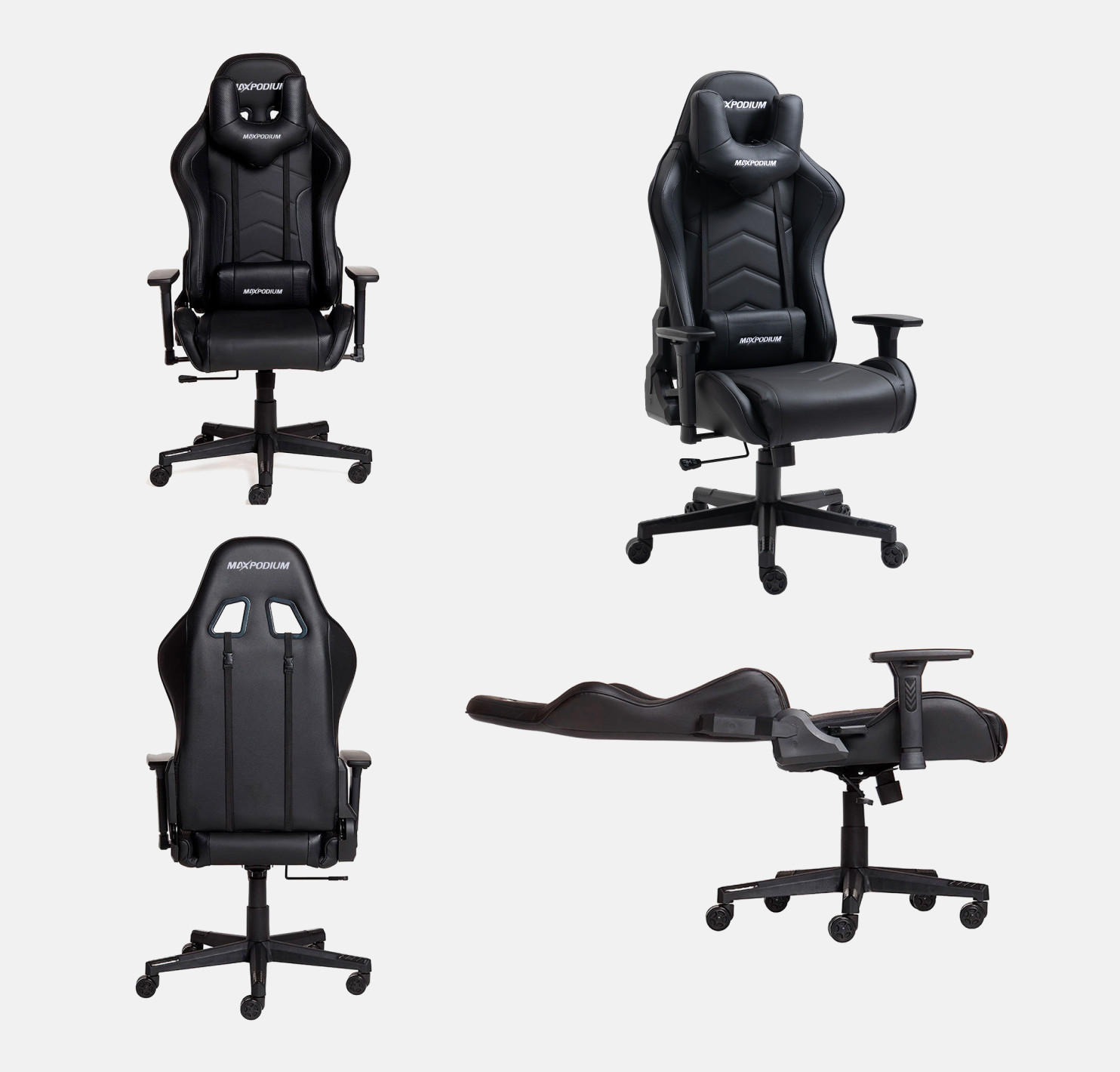 GAMING-BÜROSTUHL TACTICAL Schwarz - Schwarz, Kunststoff/Metall (55/137/50cm) - MaxPodium