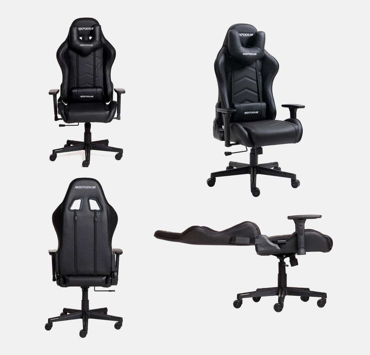 GAMING-BÜROSTUHL TACTICAL Schwarz - Schwarz, Kunststoff/Metall (55/137/50cm) - MaxPodium