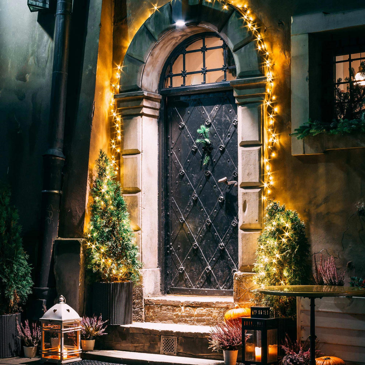 LED CLUSTER LICHTERKETTE 8m 400 LEDs Extra Warmweiß 8 Modi Innen/Außen - Grün, Kunststoff (800cm) - ECD-Germany